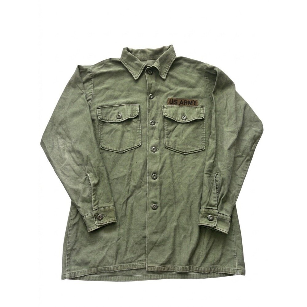 Vintage 1960s/70s US Army OG-107 Cotton Sateen Utility Fatigue Shirt